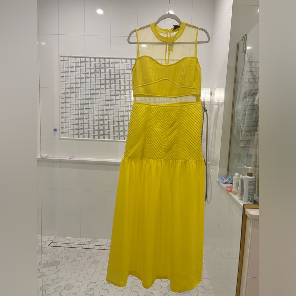 NWT ANTHROPOLOGIE VINEET BAHL neon yellow dress